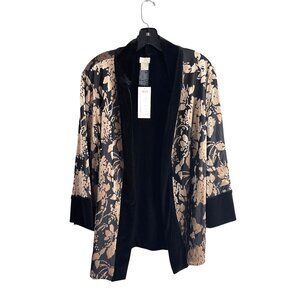 Chico's Travelers Women's Reversible Floral Velvet Jacket Size 1/M NWT